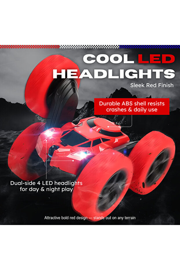 NEXSO 4WD RC Stunt Car with 360° Rotation, 180° Flip, LED Lights, 90+ min Playtime, 2.4GHz Remote