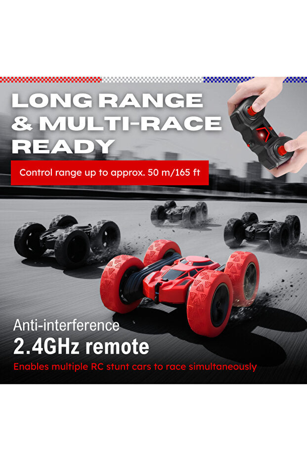 NEXSO 4WD RC Stunt Car with 360° Rotation, 180° Flip, LED Lights, 90+ min Playtime, 2.4GHz Remote