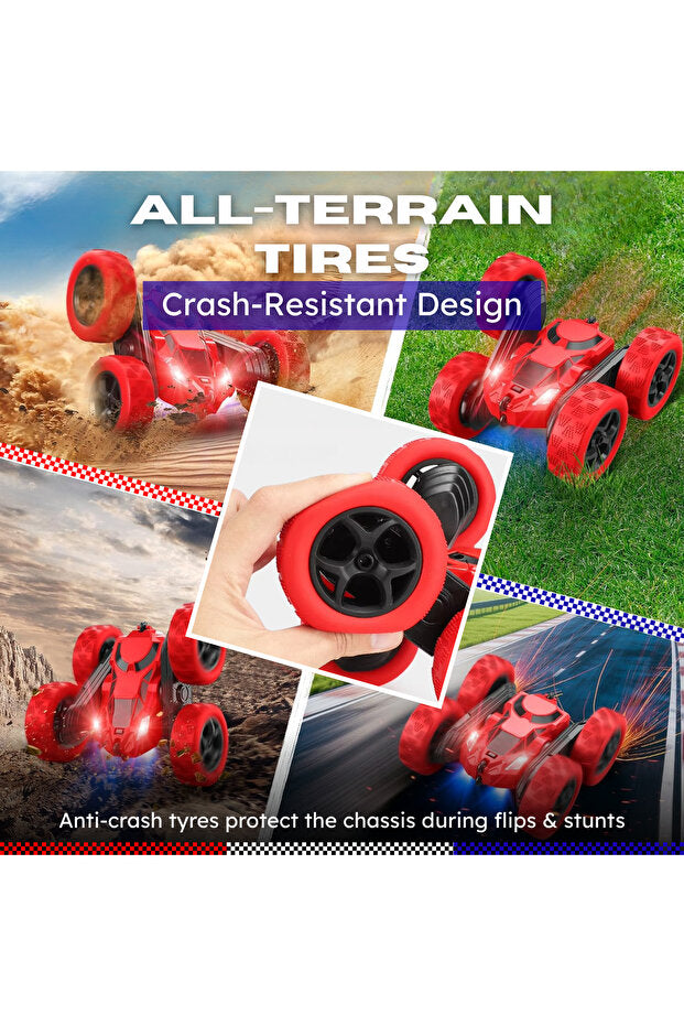 NEXSO 4WD RC Stunt Car with 360° Rotation, 180° Flip, LED Lights, 90+ min Playtime, 2.4GHz Remote