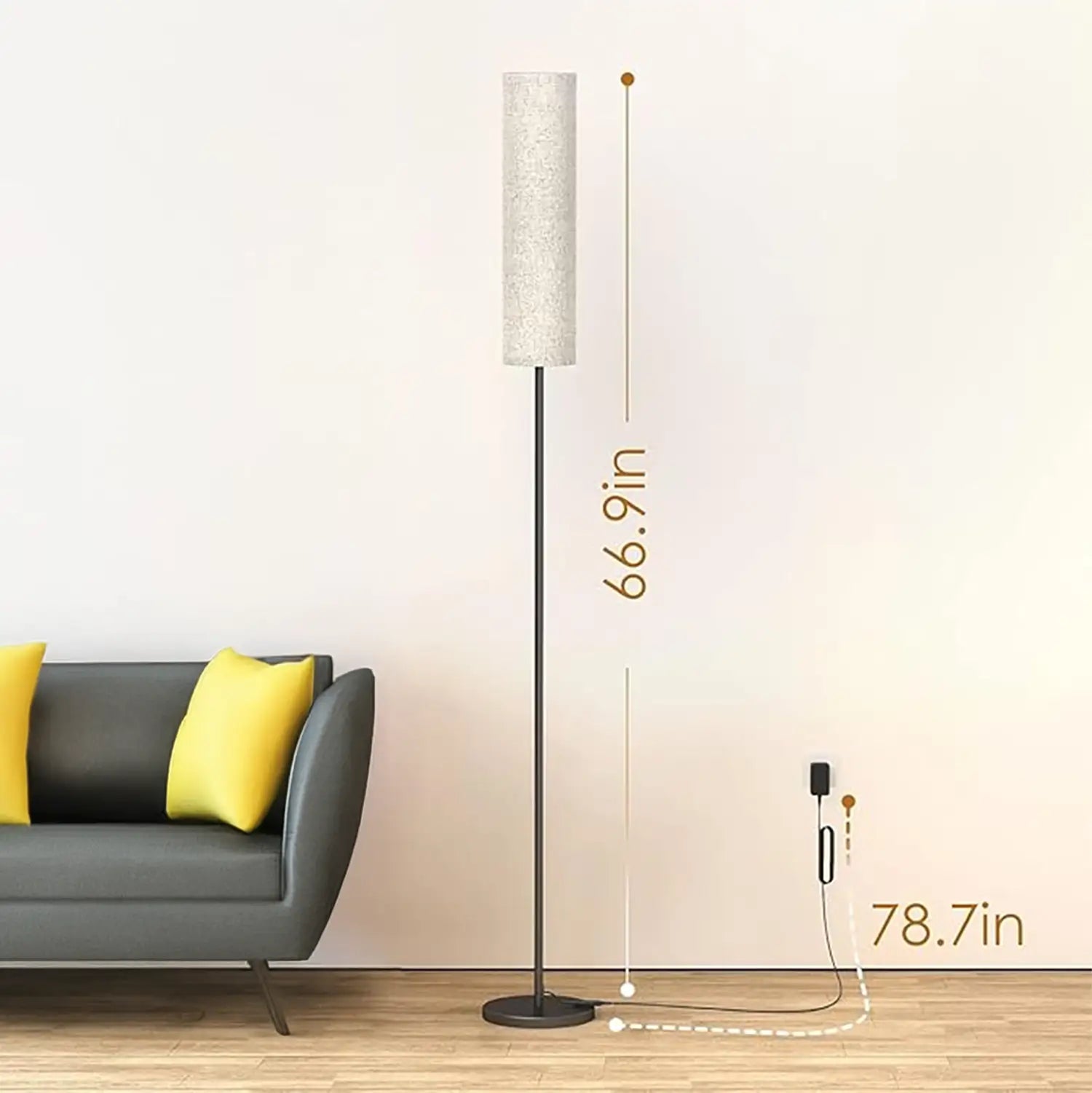 Nexso Vertical Floor Lamp Black 3-Color Remote LED
