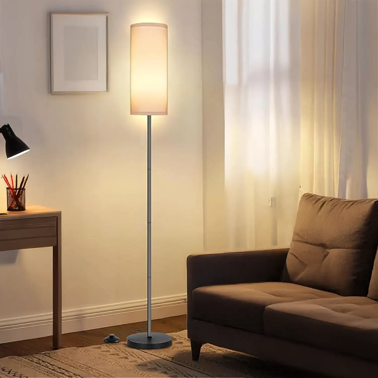 Nexso Vertical Floor Lamp Black 3-Color Remote LED