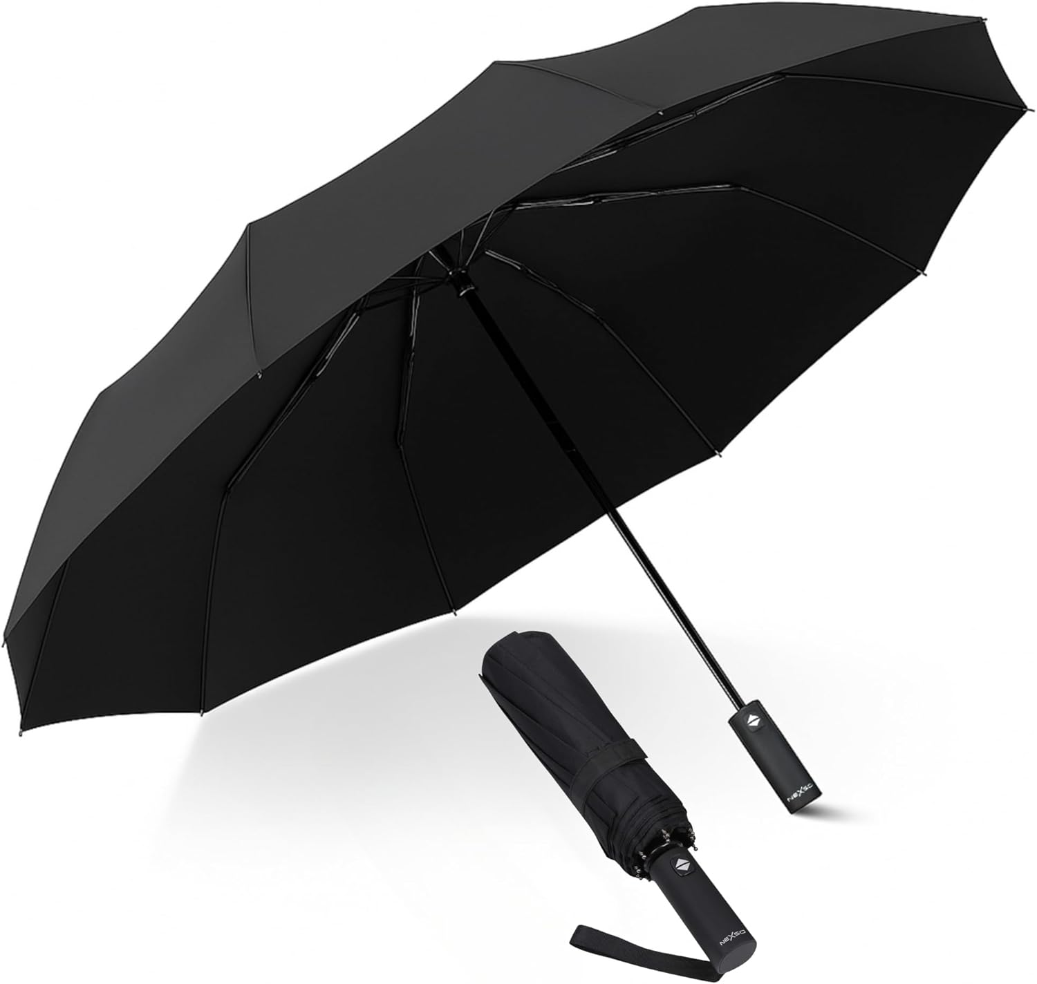 Nexso Compact Travel Umbrella UV50+ Windproof Auto — Black (UAE)