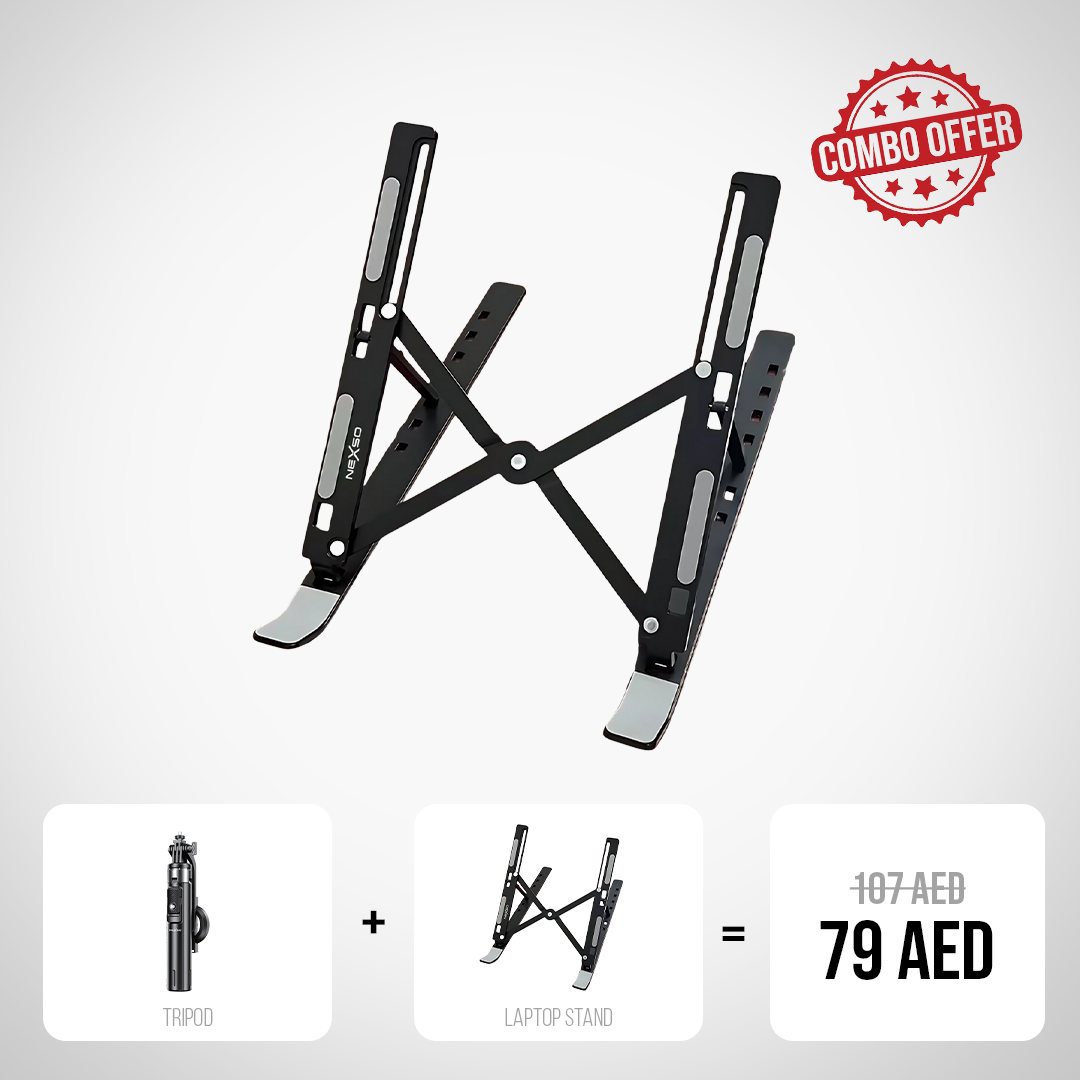 Nexso laptop stand tripod selfie stick combo black