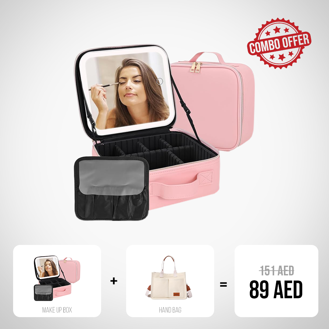 Nexso women handbag with led makeup bag combo