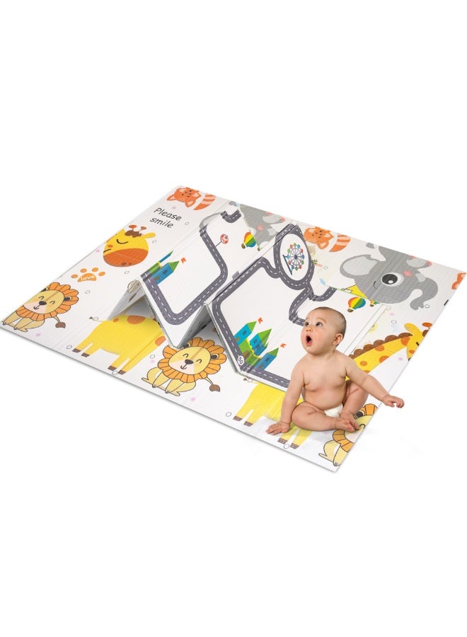 NEXSO Baby Play Mat 200×180cm – Waterproof XPE Foam Foldable Crawling Mat for Babies & Toddlers | Non-Toxic Thick Floor Play Mat | Pet World & Track Design
