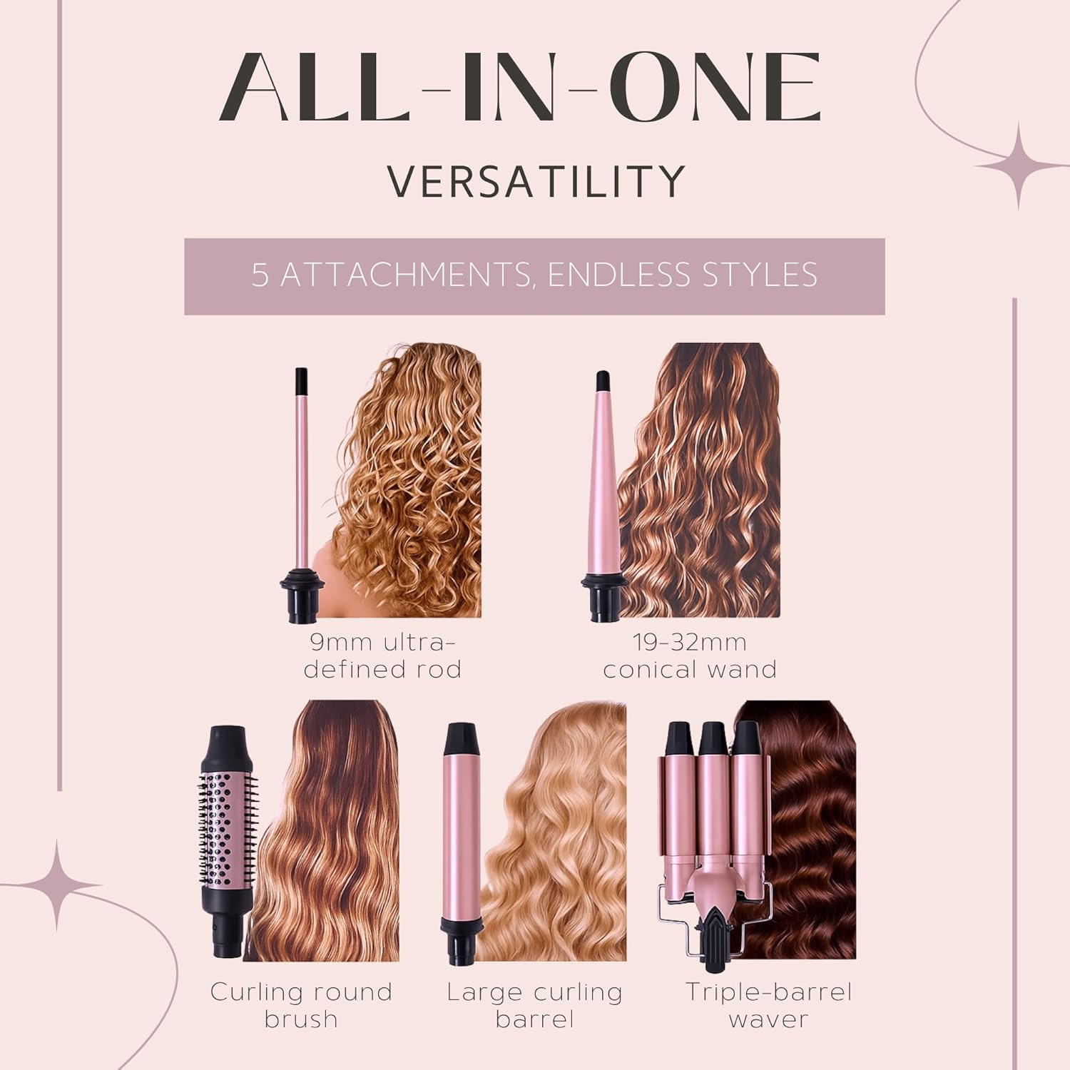 Nexso 5-in-1 Hair Styler Set Ceramic Tourmaline 230°C
