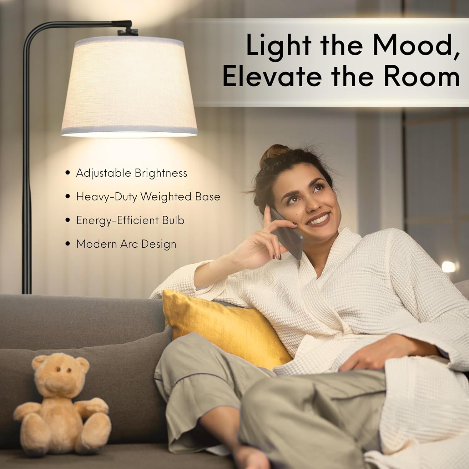 Nexso Fully Arc Floor Lamp Black 3-Color Remote LED