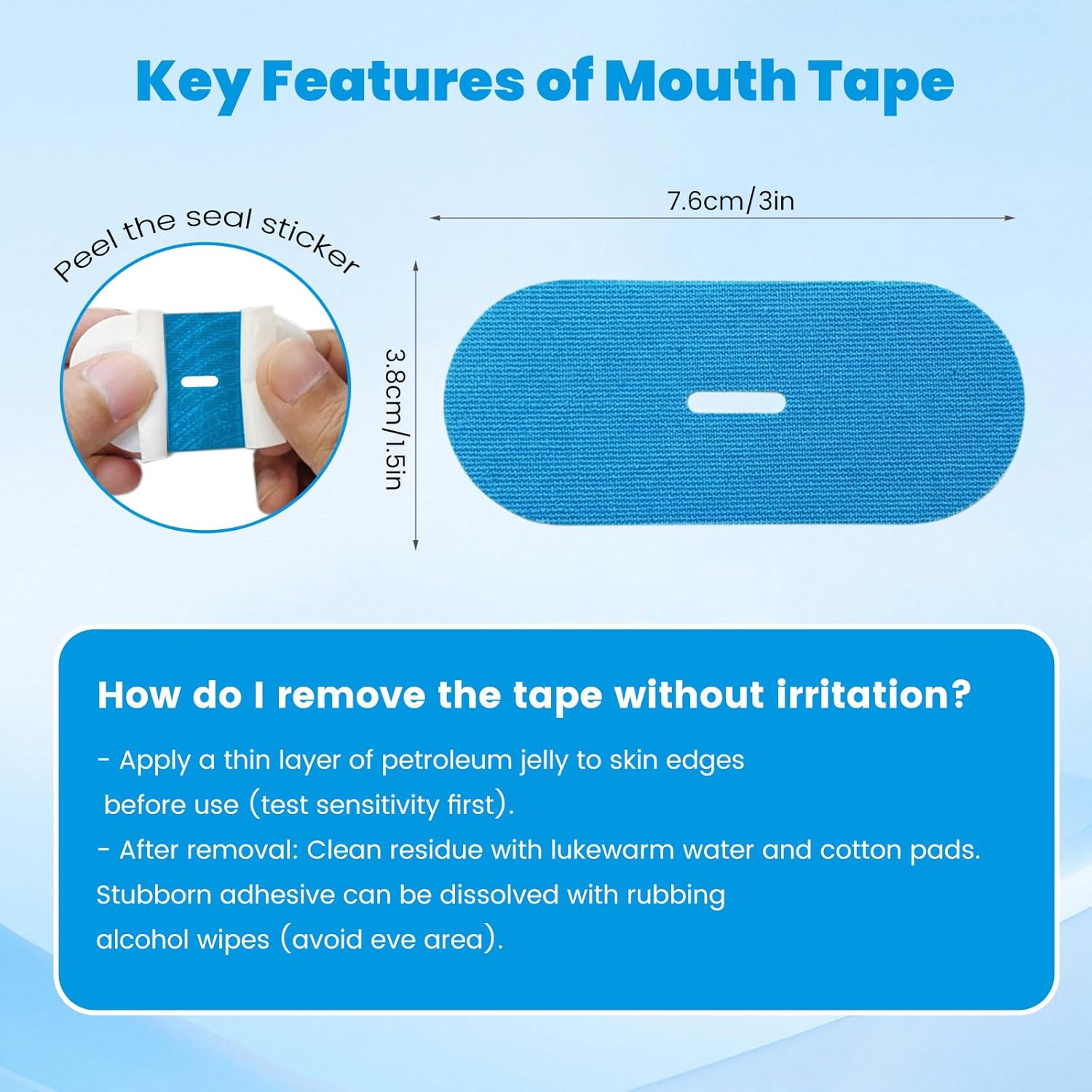 Yhemday Mouth Tape for Sleeping - Anti Snoring Strips for Better Sleep - Comfortable & Hypoallergenic - Promote Nasal Breathing (Blue, 30)