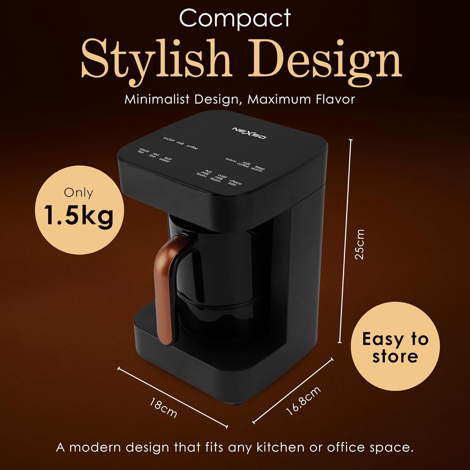 NEXSO Turkish Coffee Maker – Electric Double-Spout Thermal
