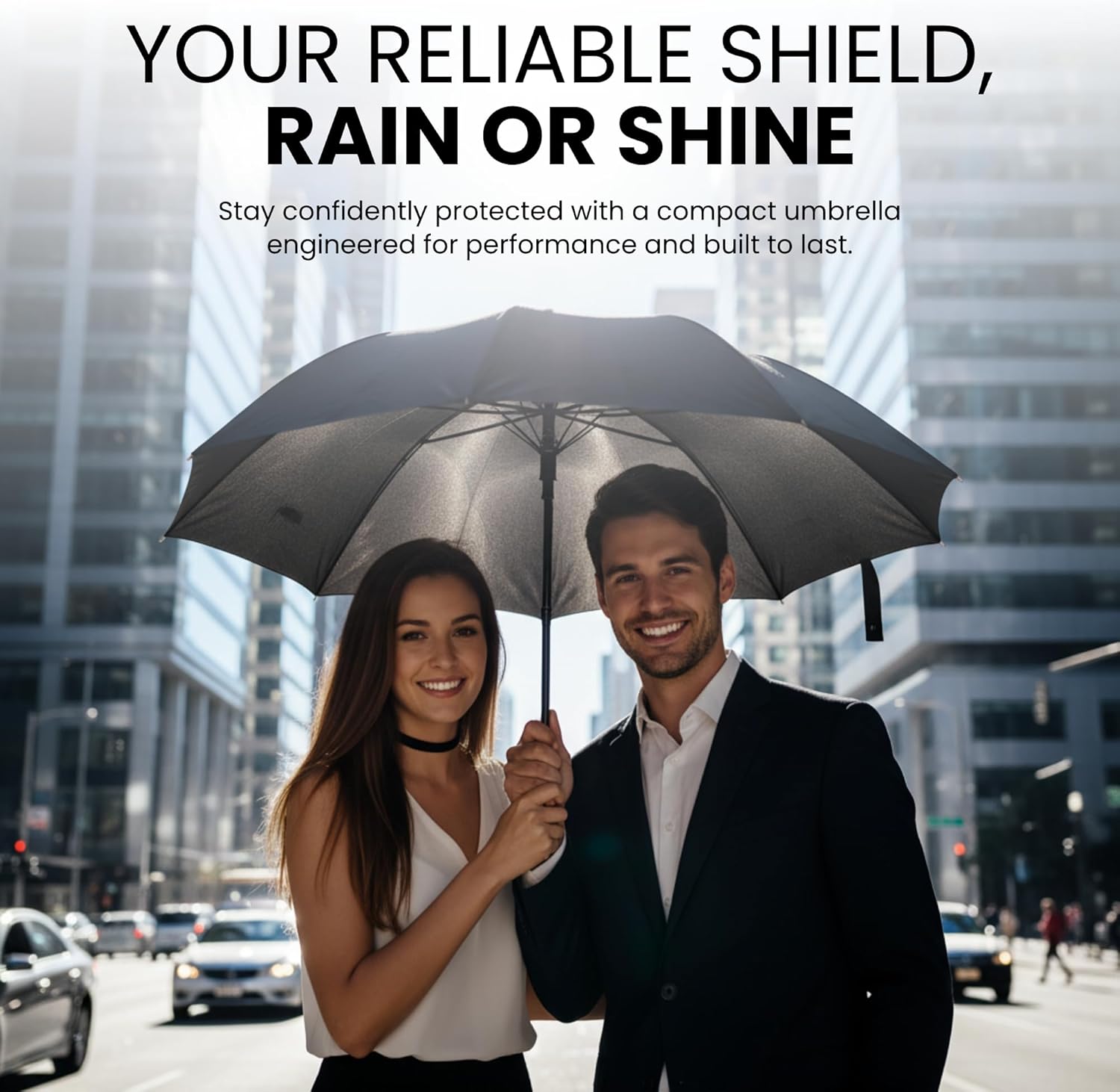 Nexso Compact Travel Umbrella UV50+ Windproof Auto — Black (UAE)