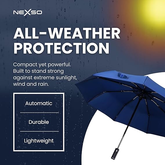Nexso Compact Travel Umbrella UV50+ Windproof Auto
