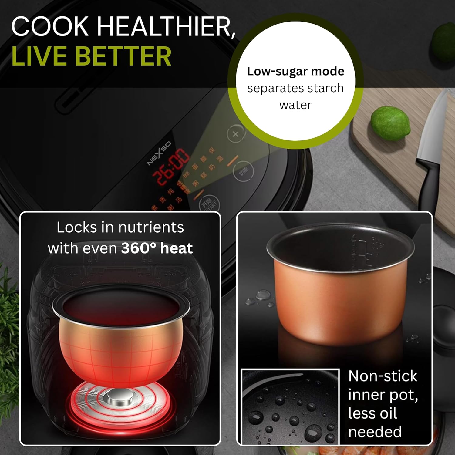 Nexso 5L Electric Rice Cooker Non-Stick Multi-Function