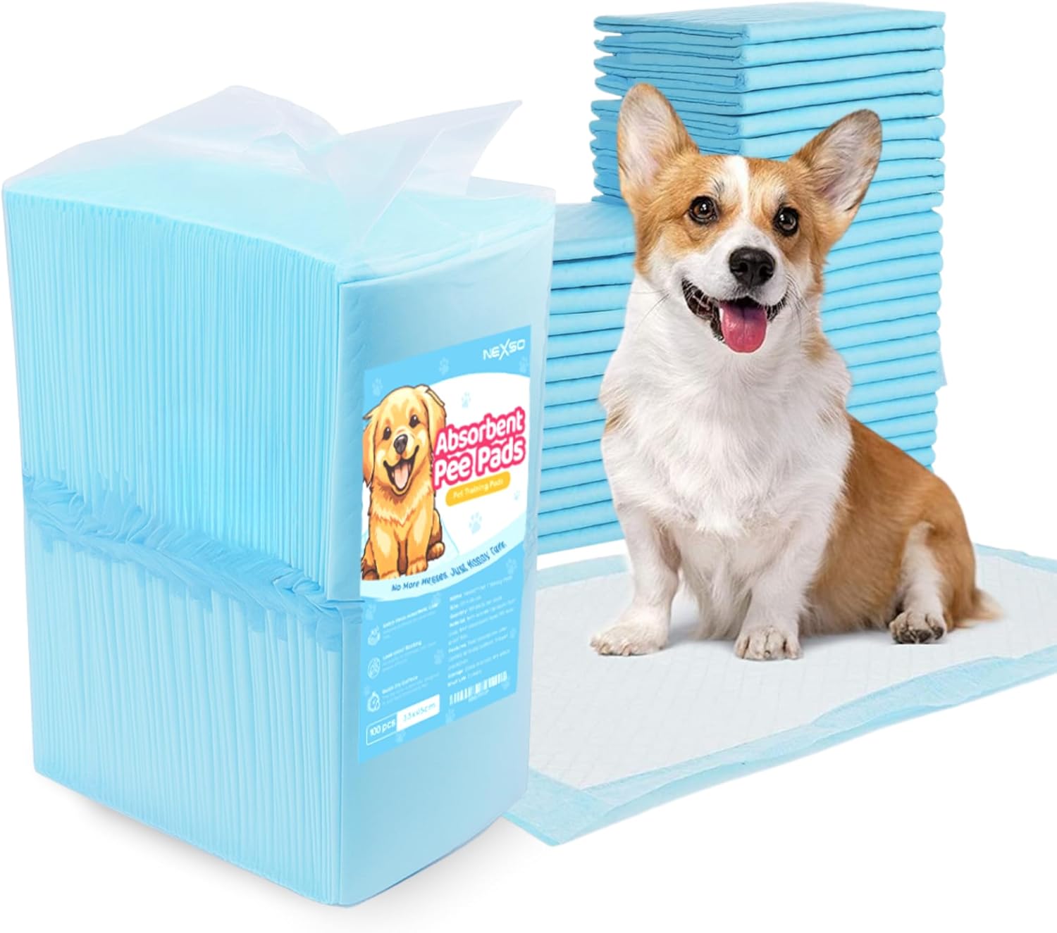 Nexso Dog Pee Pads 100pcs 33x45cm 5-Layer Leak-Proof