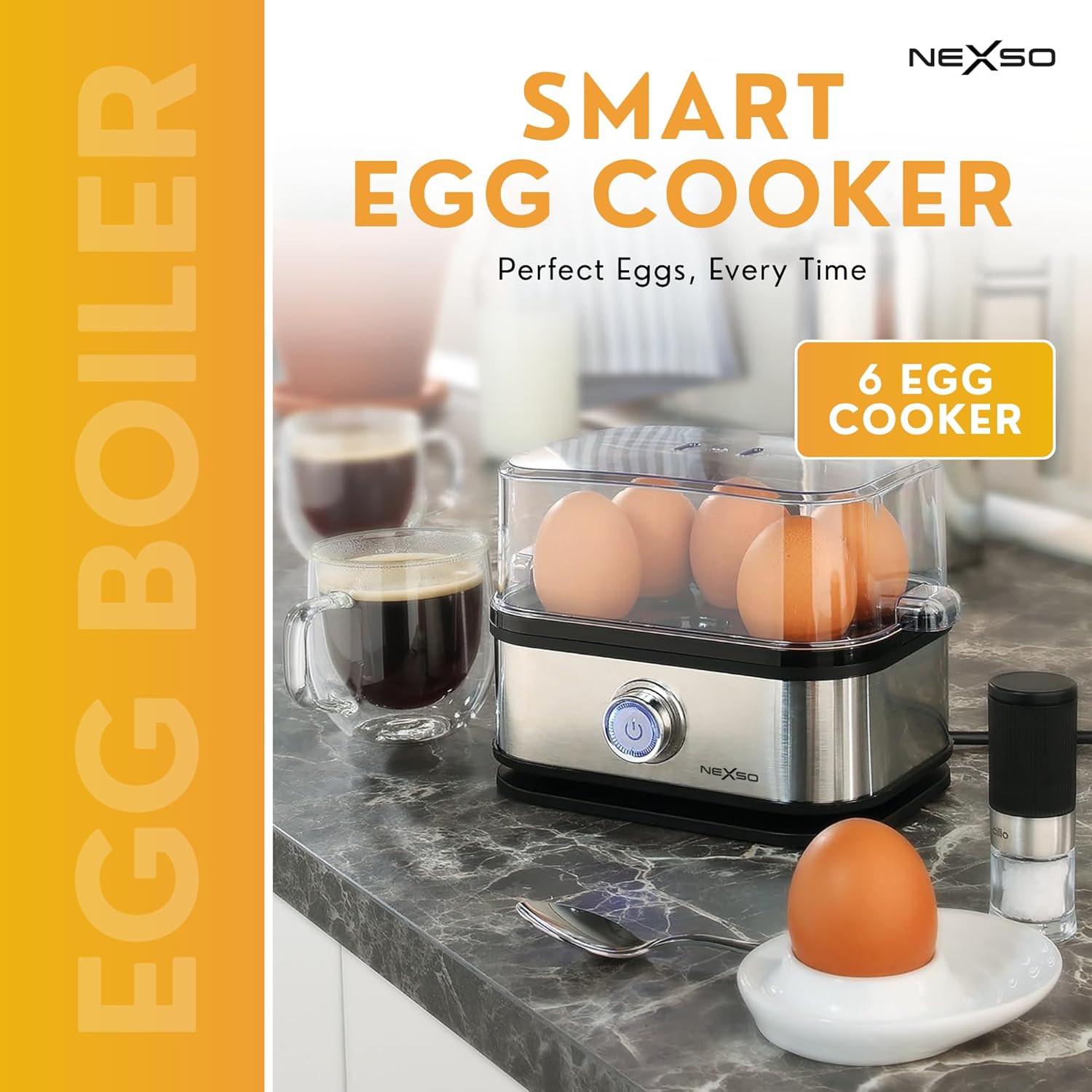 NEXSO Electric Egg Boiler – 200W Auto Shut-Off Cooker