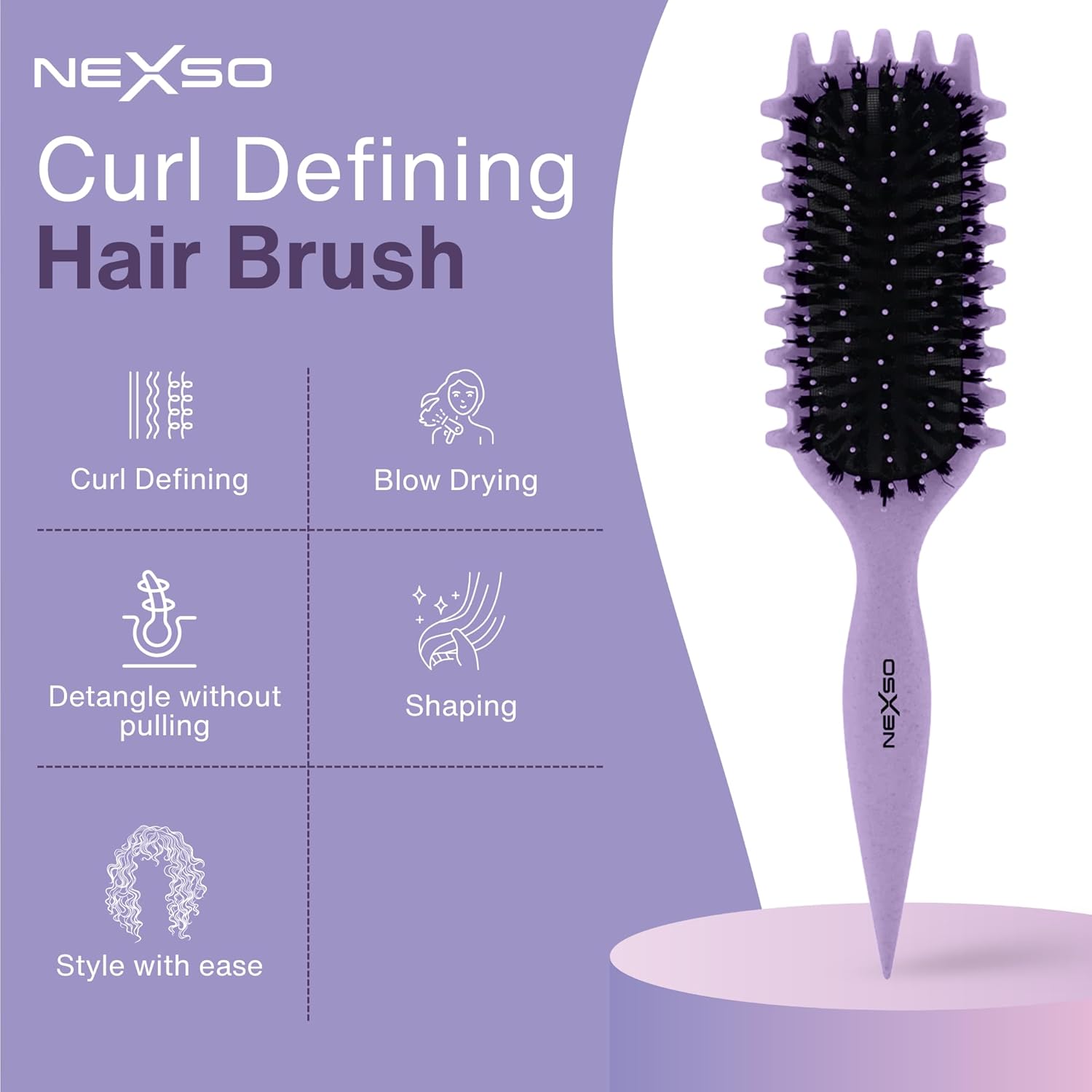 Nexso Curl Defining Hair Brush – Heat-Resistant, Purple