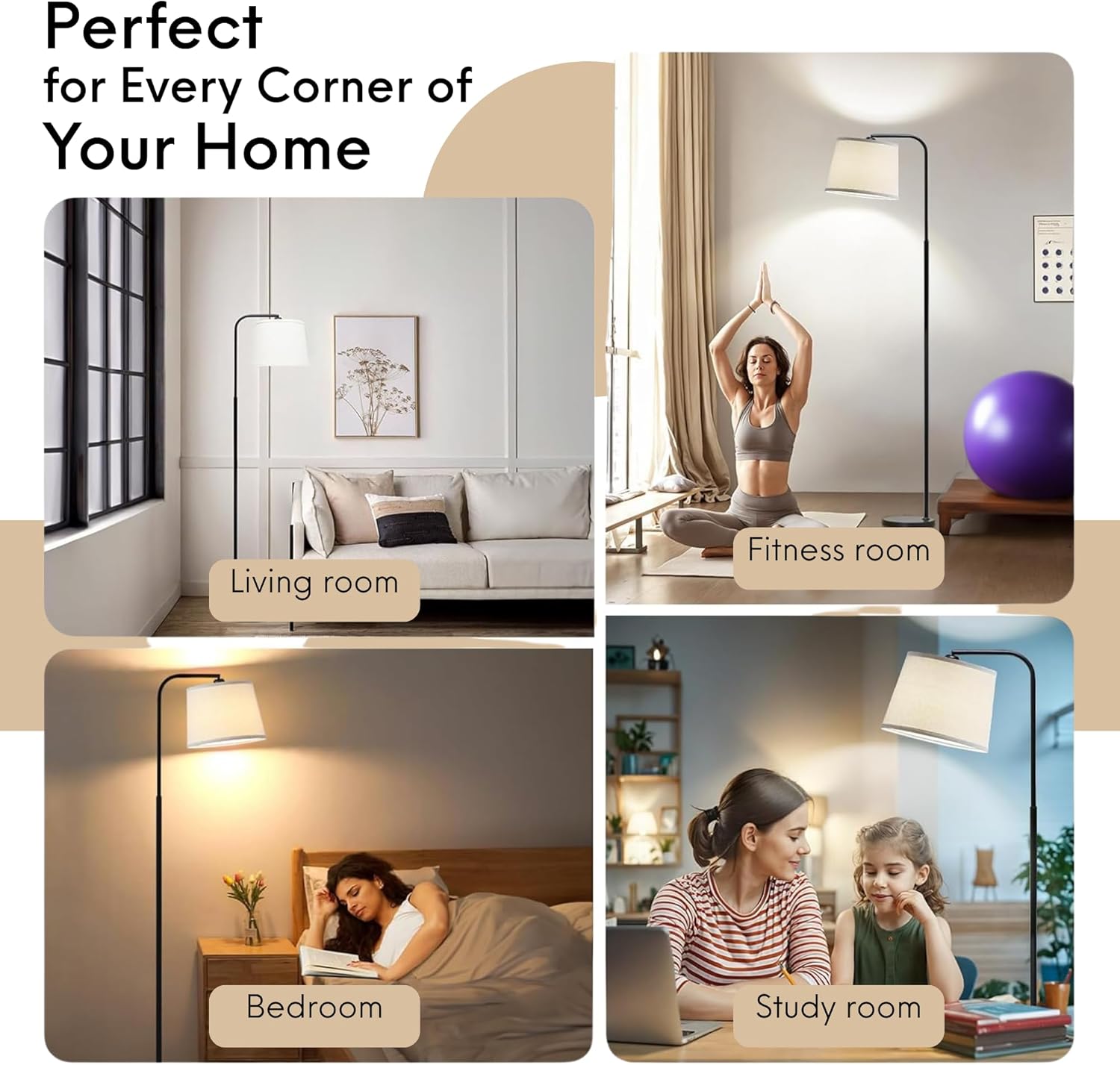 Nexso Fully Arc Floor Lamp Black 3-Color Remote LED