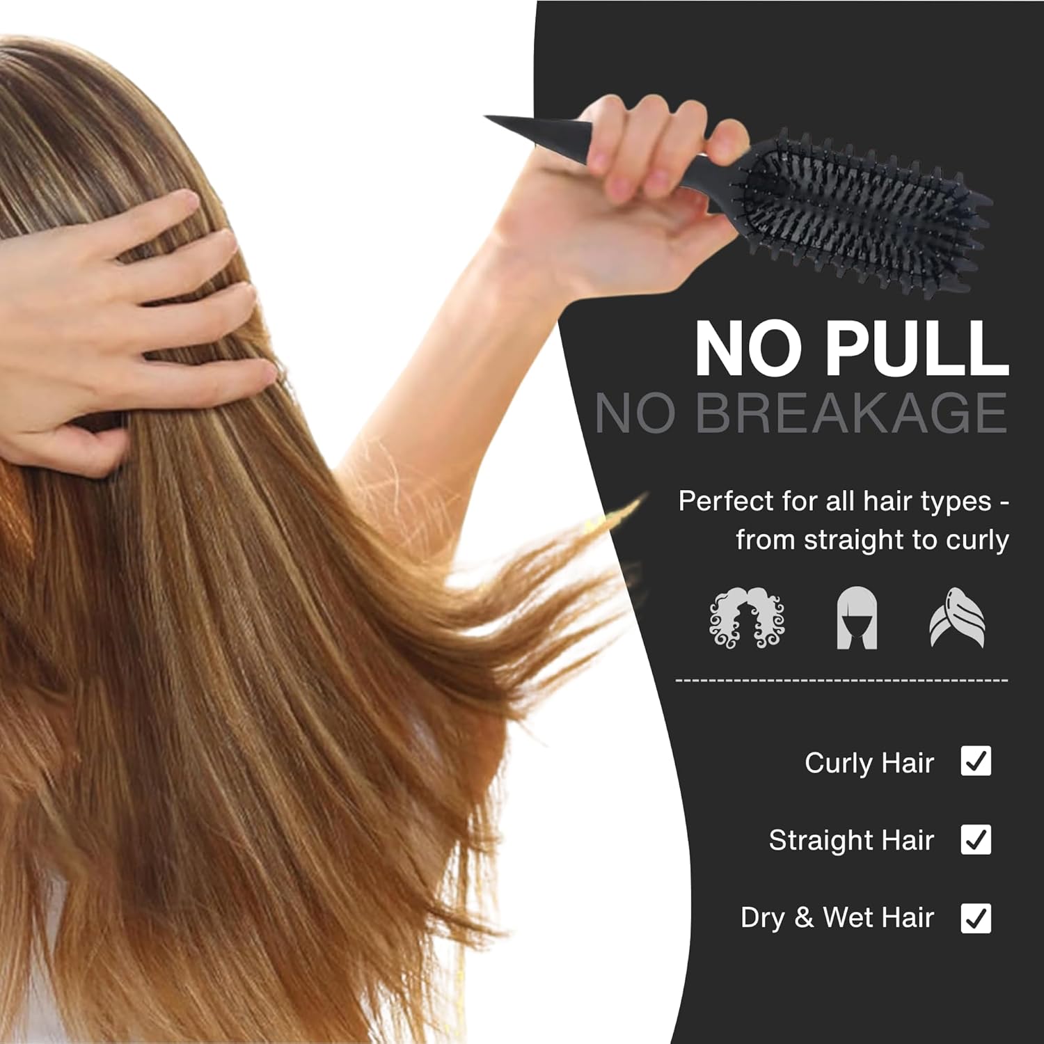 Nexso Curl Defining Hair Brush – Heat-Resistant, Black