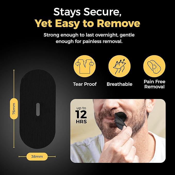 Nexso Black Mouth Tape 30pcs Hypoallergenic Snore Strips