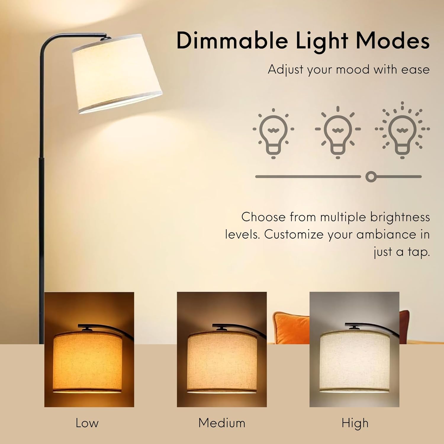 Nexso Fully Arc Floor Lamp Black 3-Color Remote LED