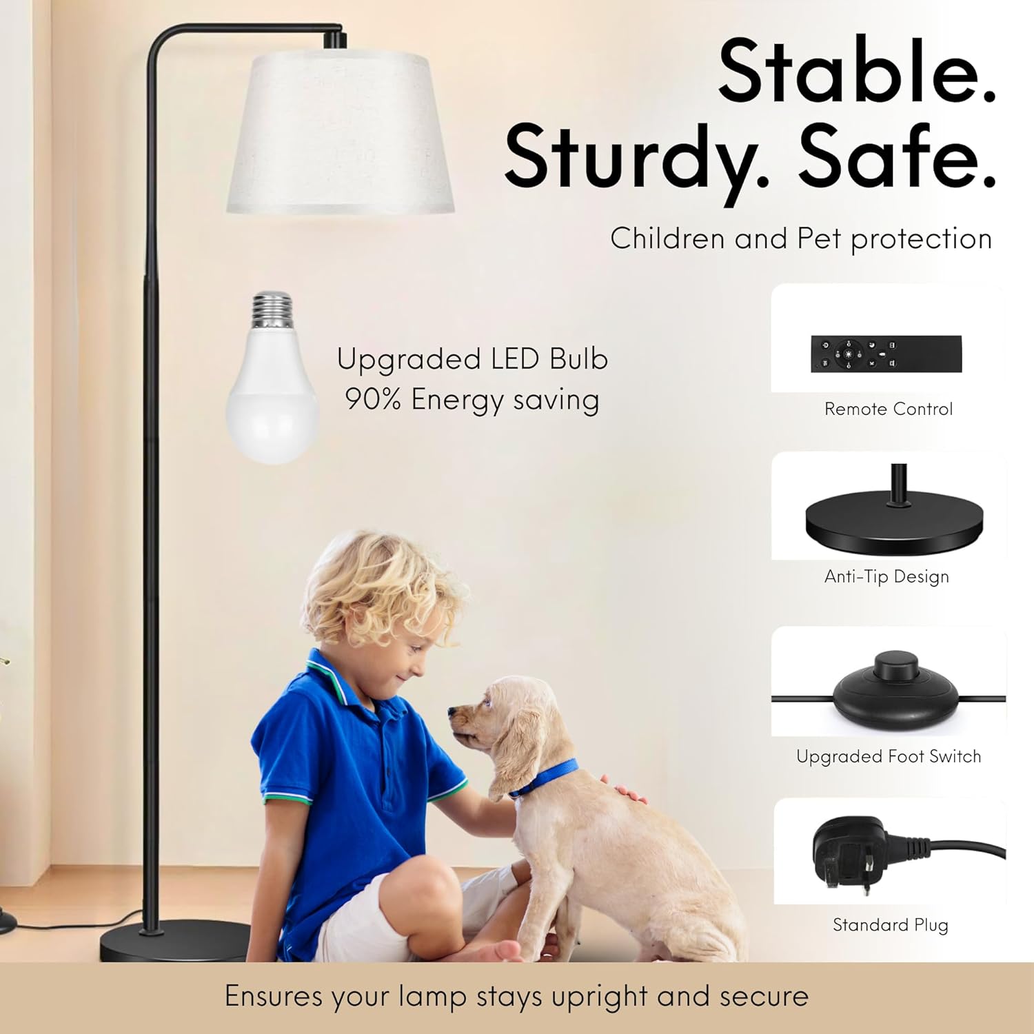 Nexso Fully Arc Floor Lamp Black 3-Color Remote LED