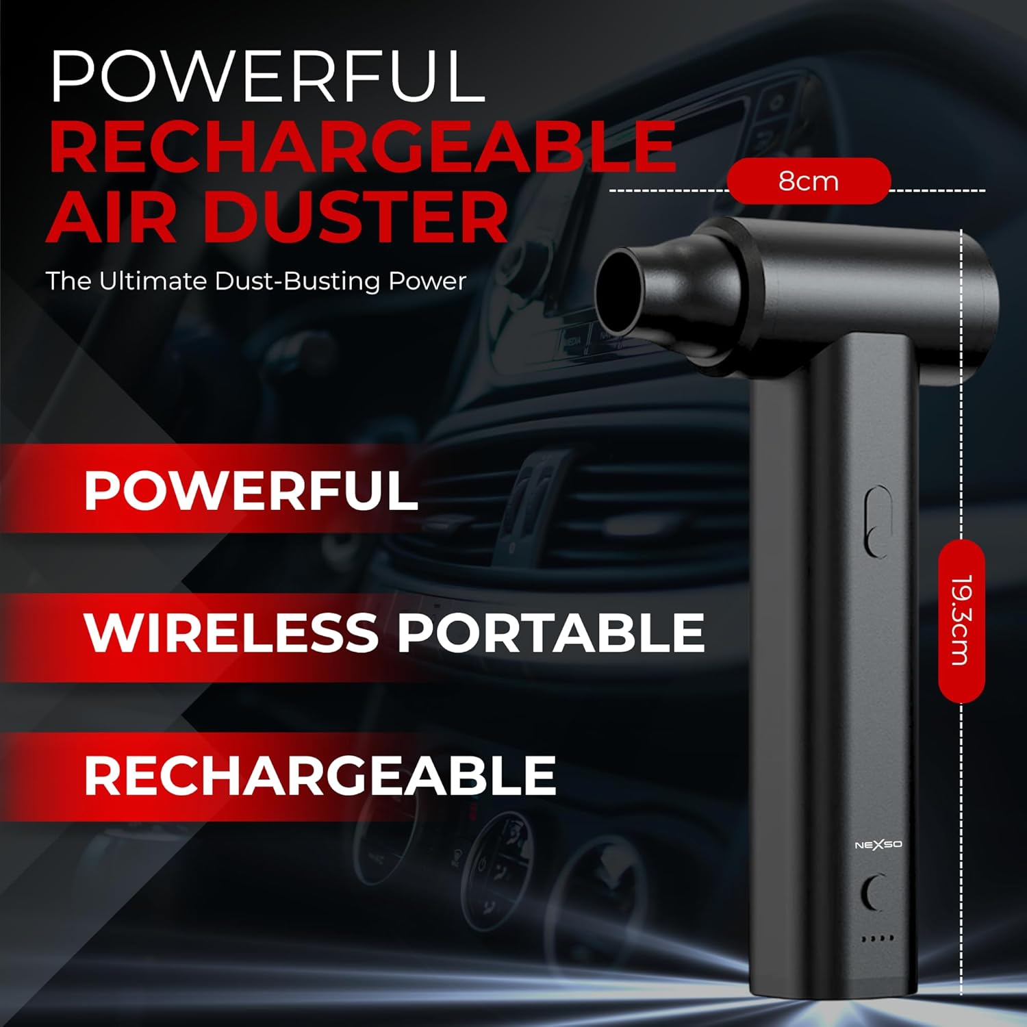 NEXSO Rechargeable Air Duster – 7-in-1 Portable Blower