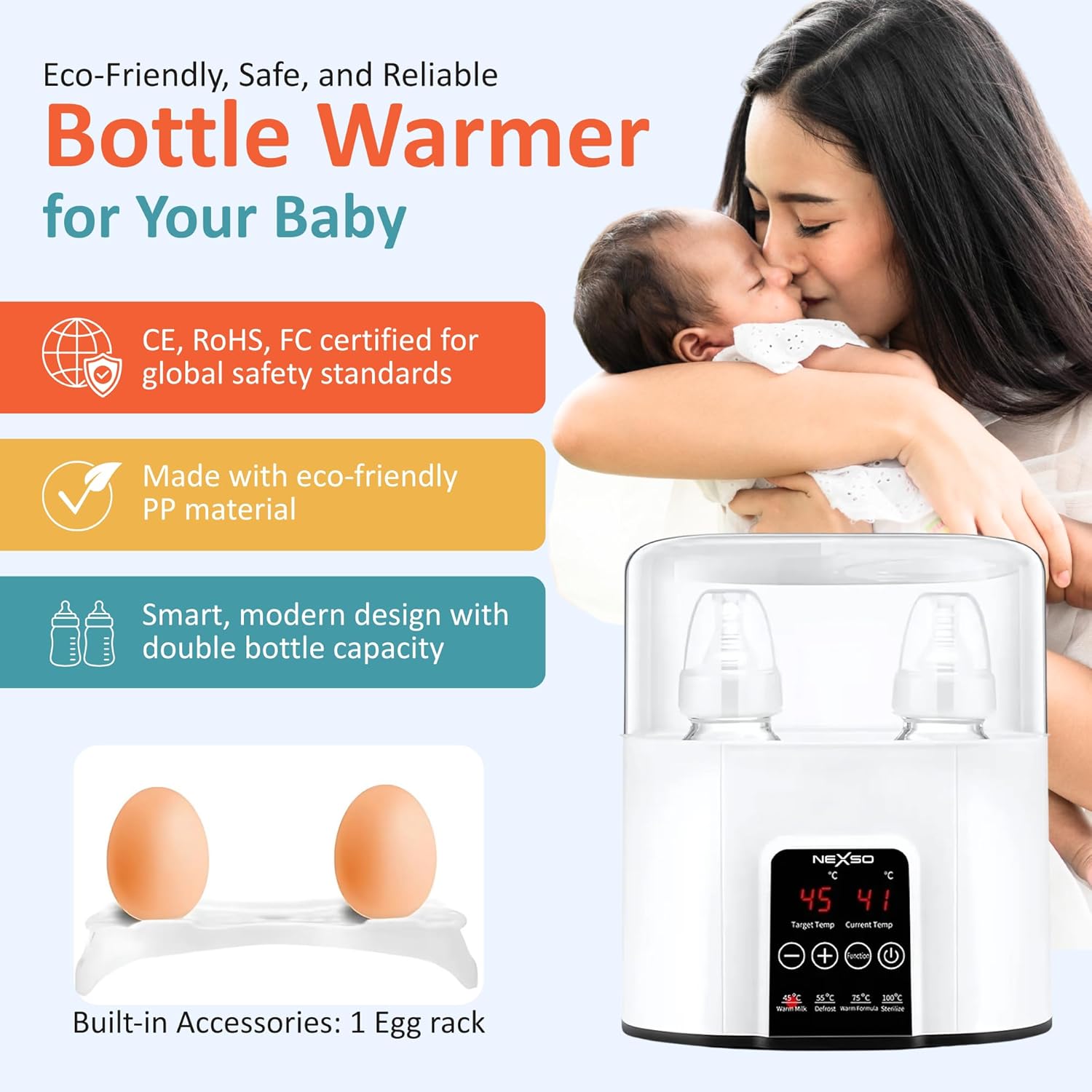 Nexso N20 Baby Bottle Warmer Dual Temp Fast Sterilizer