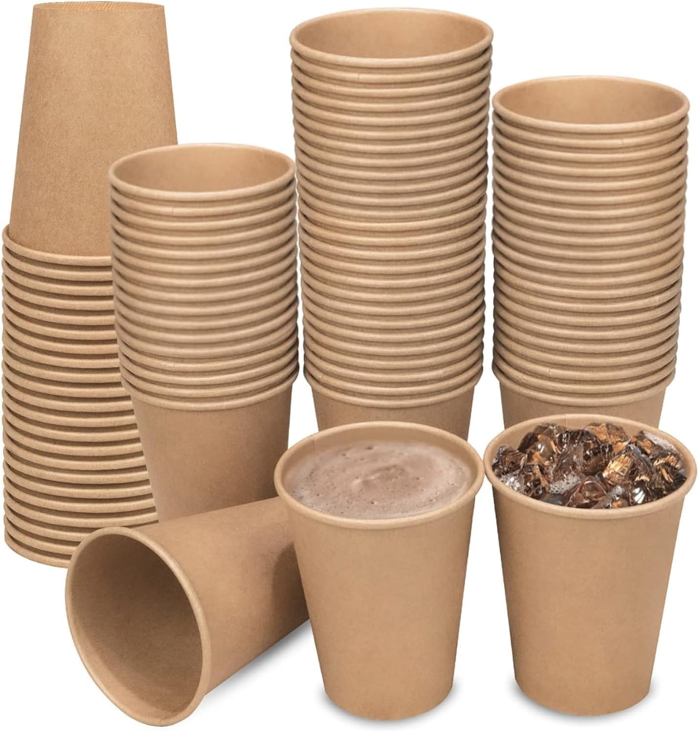 NEXSO 12oz Brown Disposable Coffee Cups – Eco-Friendly 50pcs