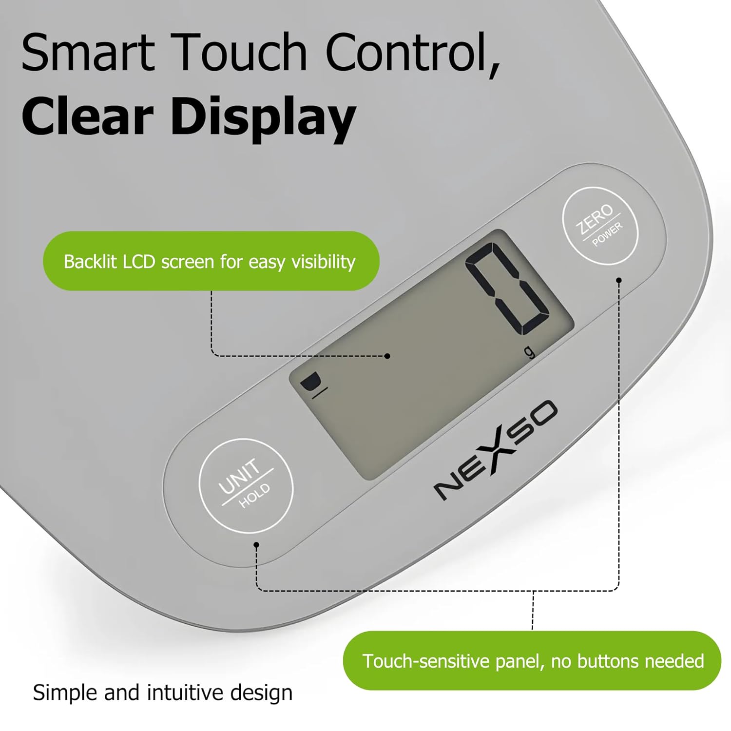 Nexso Digital Food Scale 5kg Stainless Steel LCD Tare