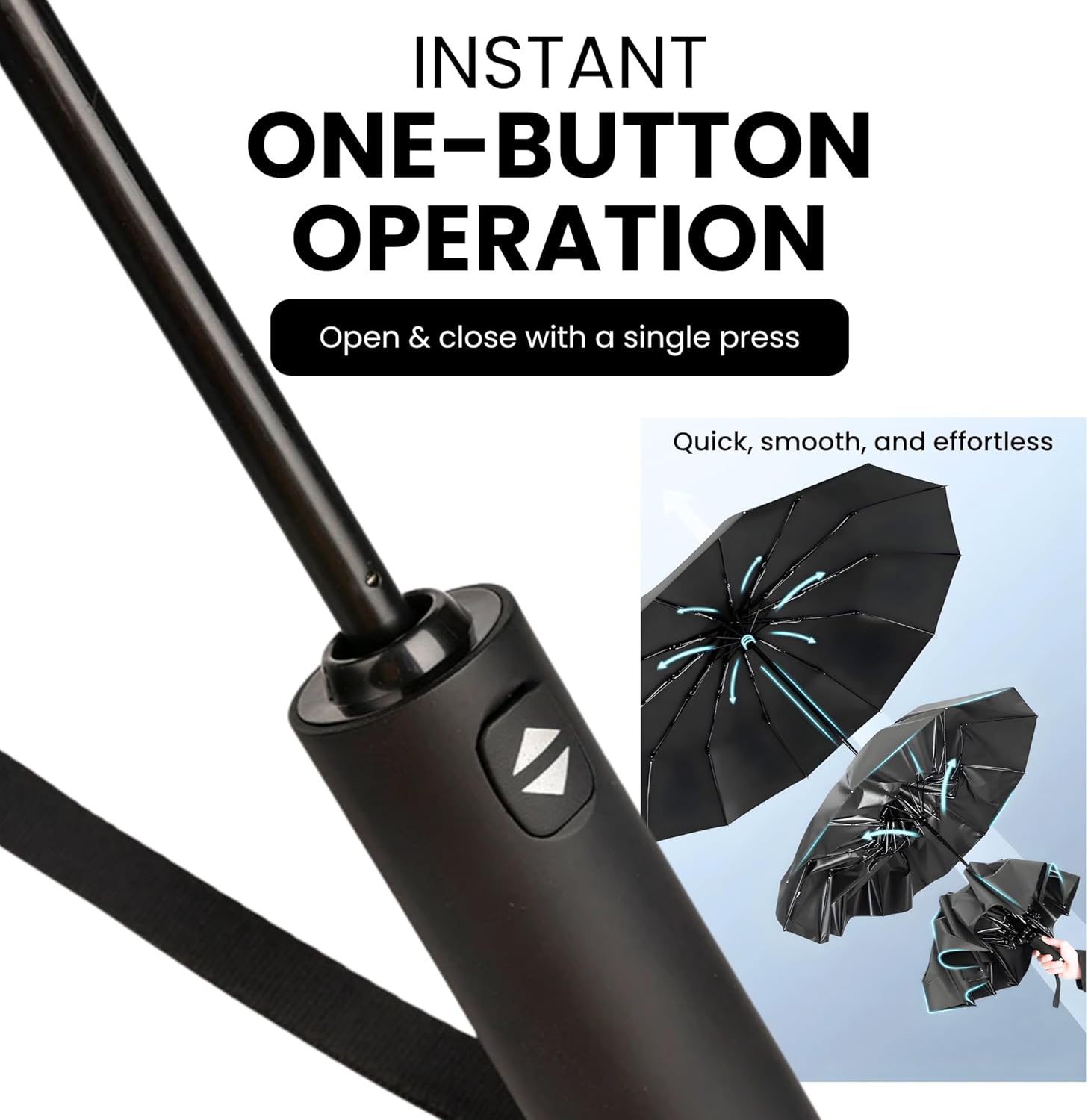 Nexso Compact Travel Umbrella UV50+ Windproof Auto — Black (UAE)