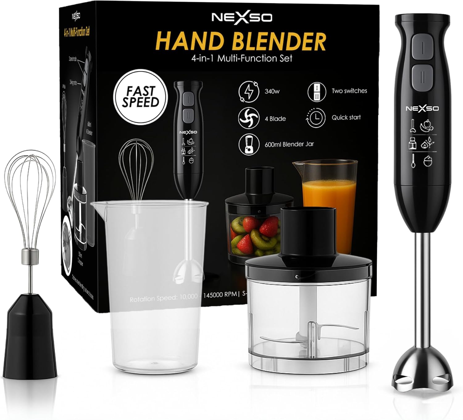 NEXSO 4-in-1 Hand Blender 1000W – Electric Stick Mixer Set