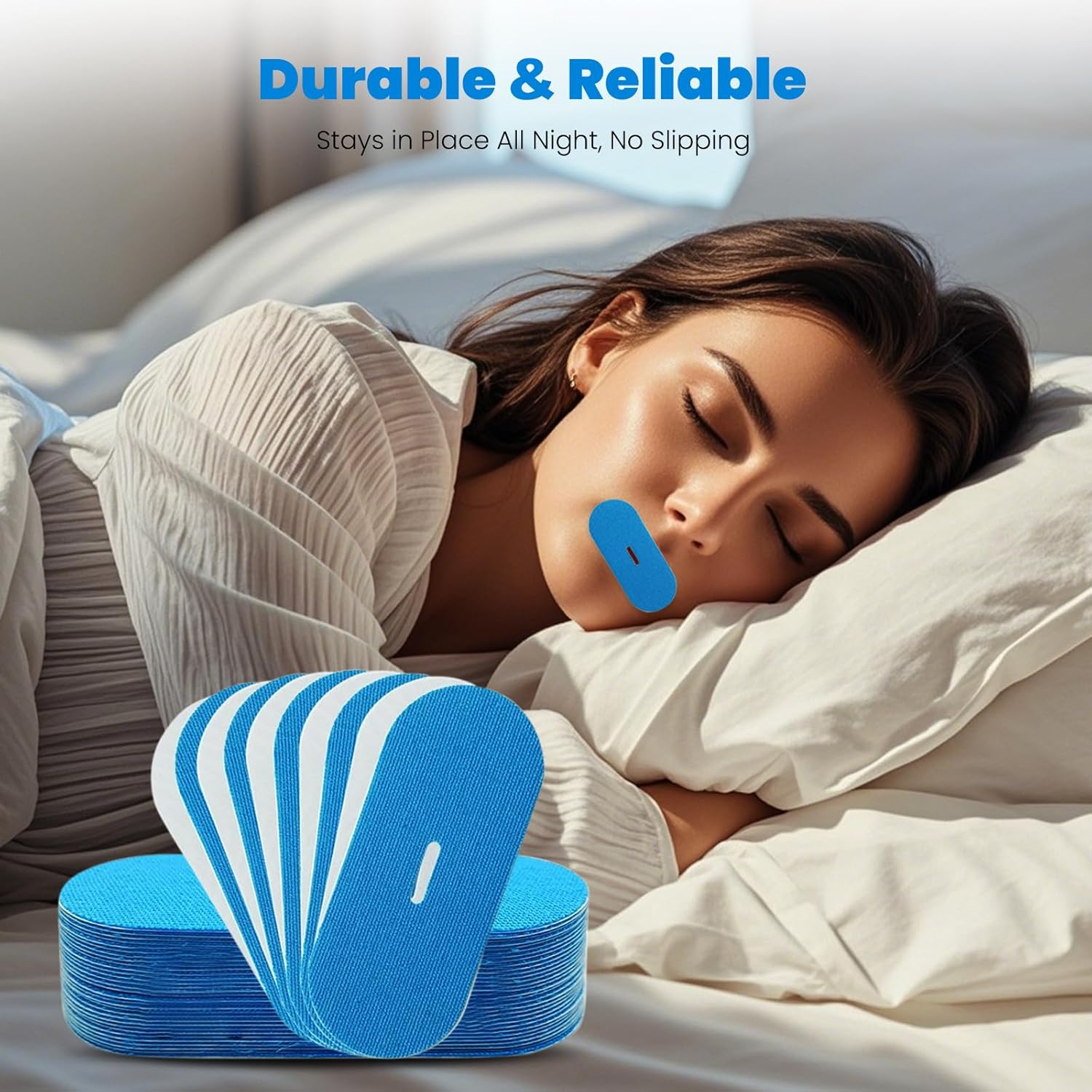 Yhemday Mouth Tape for Sleeping - Anti Snoring Strips for Better Sleep - Comfortable & Hypoallergenic - Promote Nasal Breathing (Blue, 30)