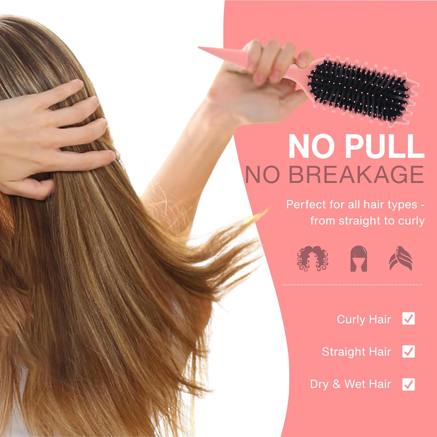 Nexso Curl Defining Hair Brush – Heat-Resistant, Pink