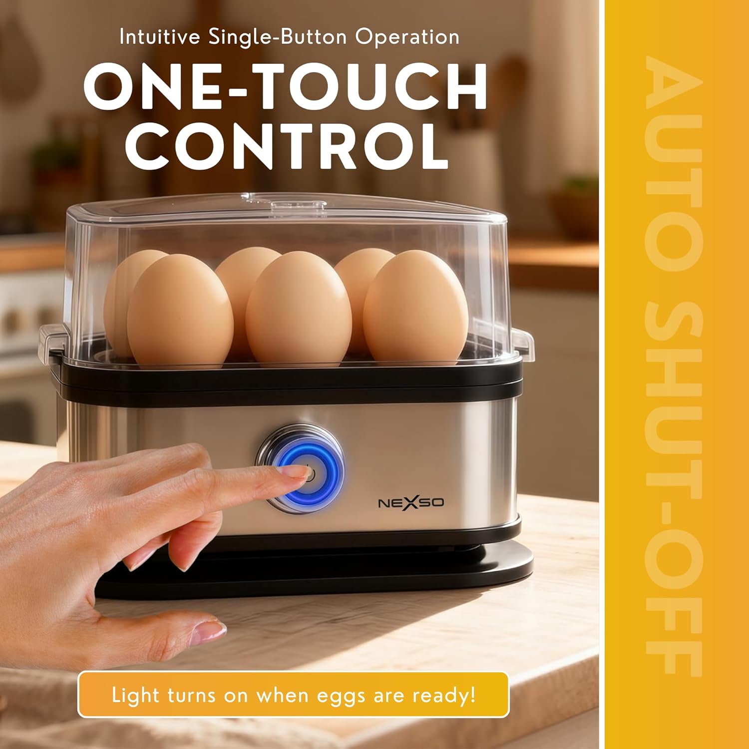 NEXSO Electric Egg Boiler – 200W Auto Shut-Off Cooker