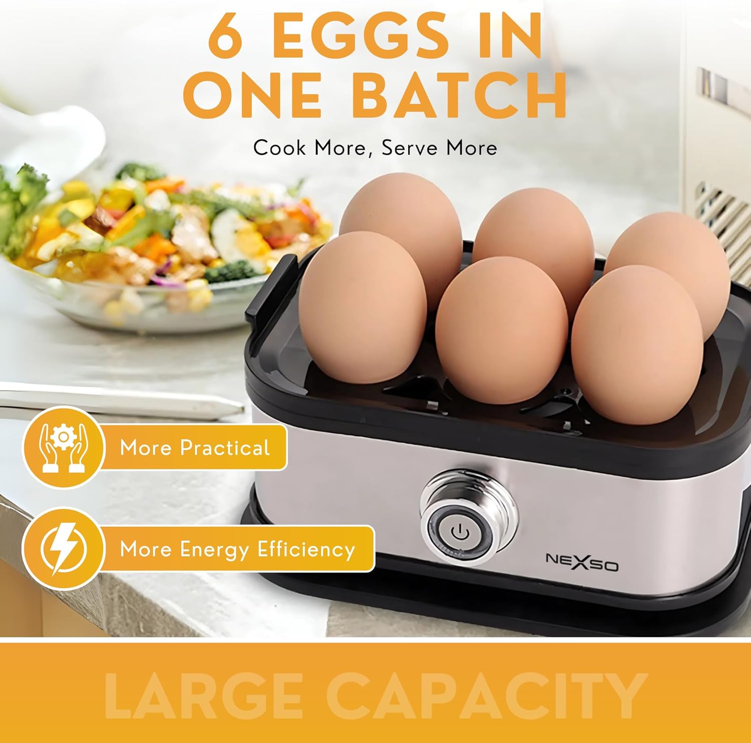NEXSO Electric Egg Boiler – 200W Auto Shut-Off Cooker