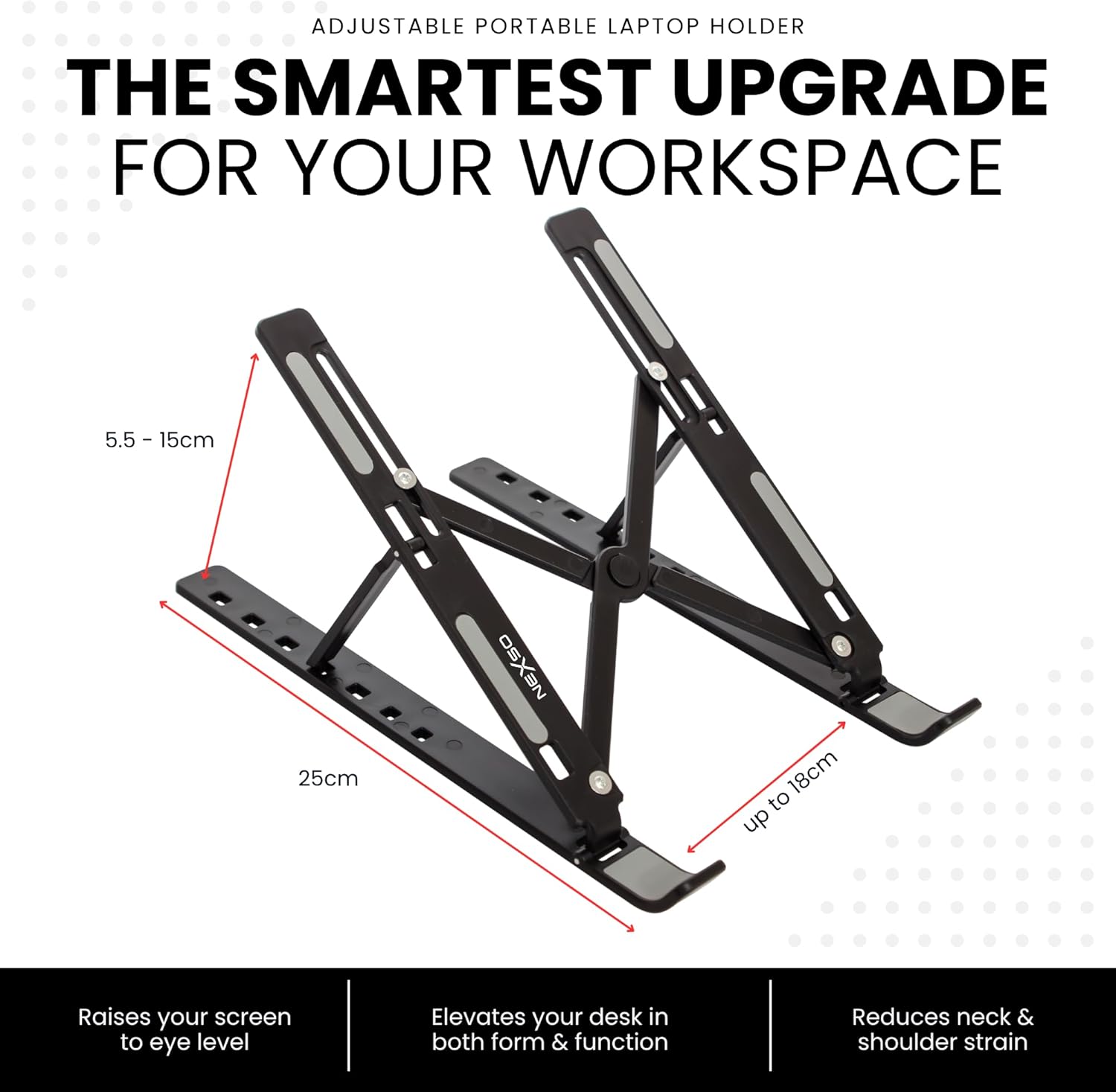 Nexso Adjustable Laptop Stand Silver Aluminium 7-Angle