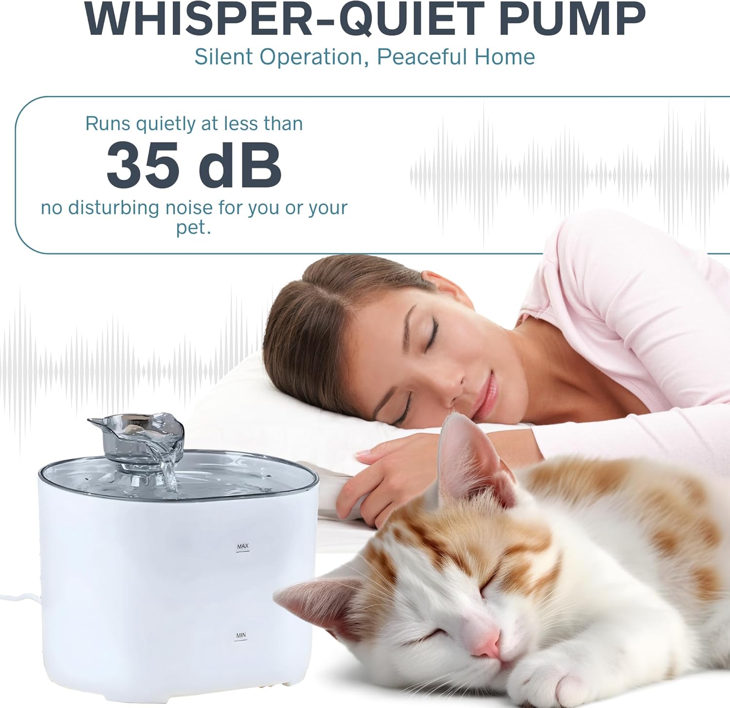 Nexso 2.2L Cat Water Fountain White Silent 4-Layer Filter