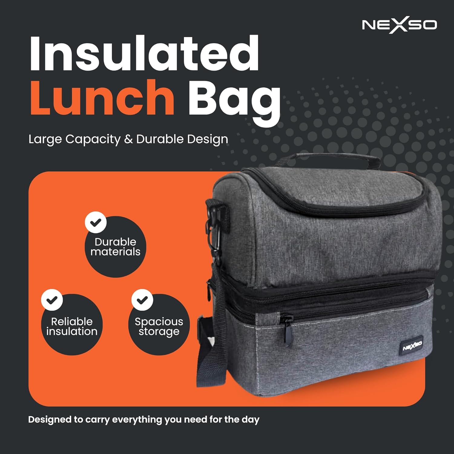 NEXSO Insulated Lunch Bag – Waterproof Thermal Cooler Tote