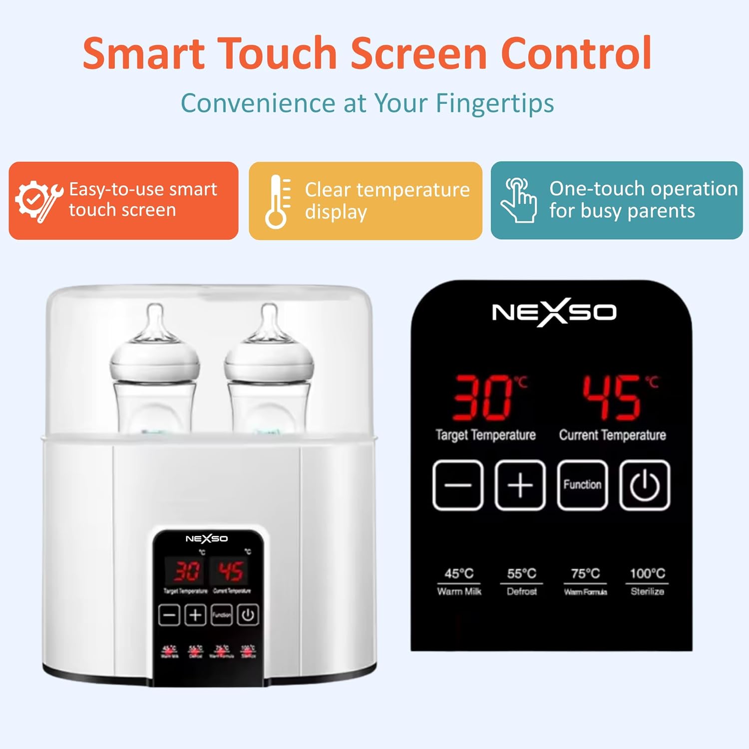 Nexso N20 Baby Bottle Warmer Dual Temp Fast Sterilizer