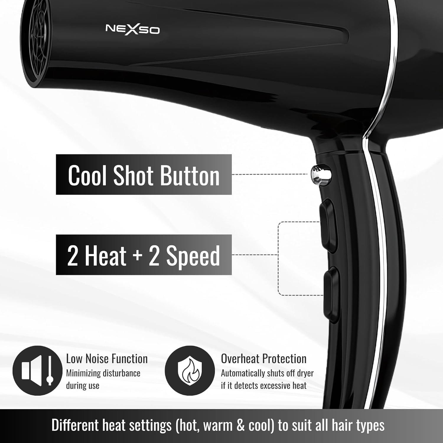 Nexso 2600W Hair Dryer with Diffuser Ionic Fast Drying