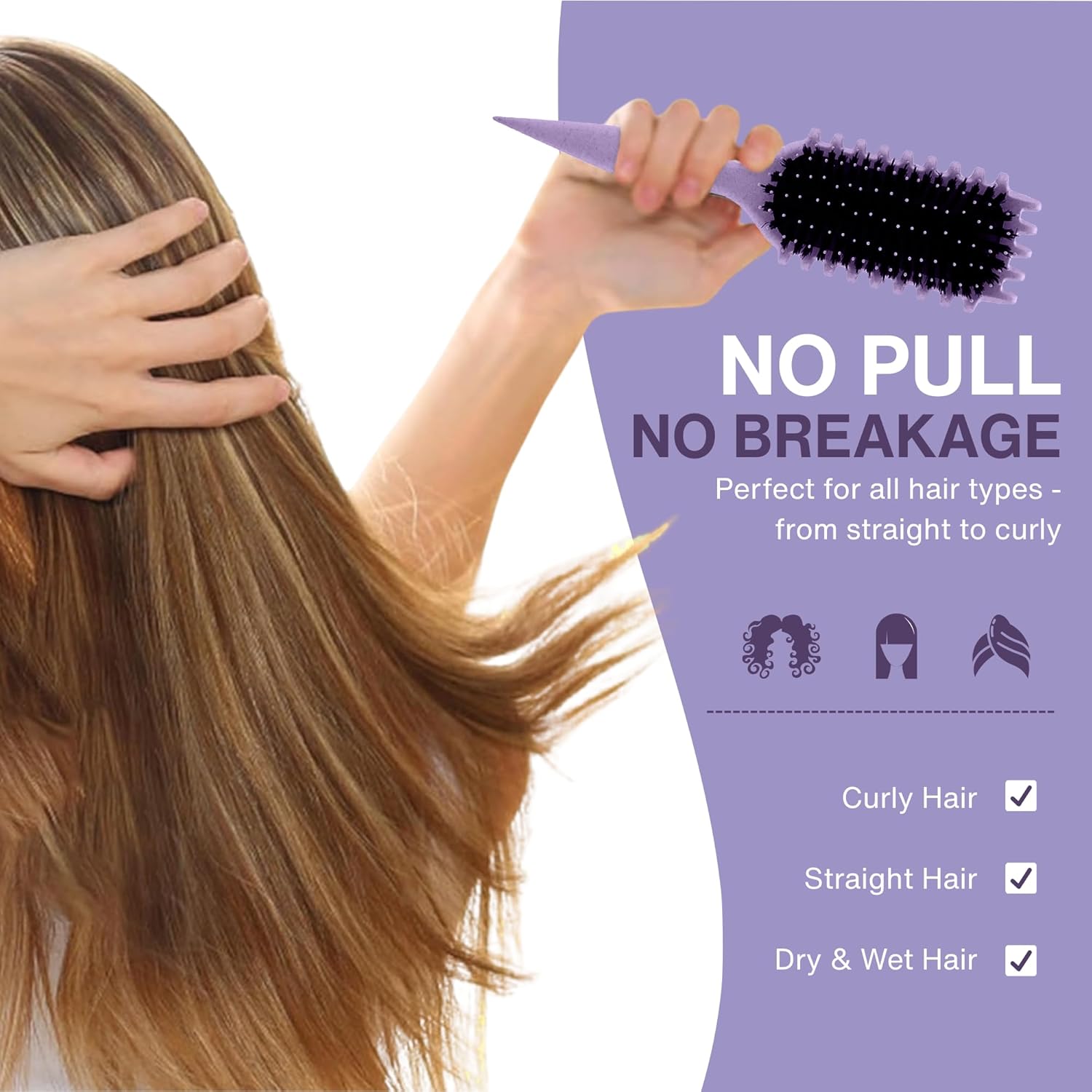 Nexso Curl Defining Hair Brush – Heat-Resistant, Purple
