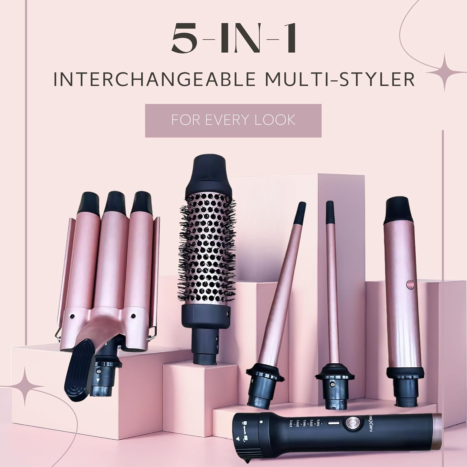 Nexso 5-in-1 Hair Styler Set Ceramic Tourmaline 230°C