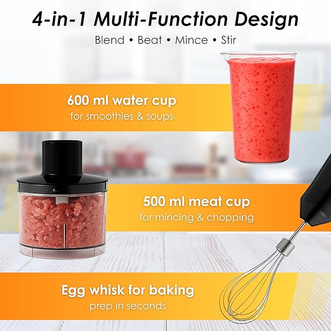 NEXSO 4-in-1 Hand Blender 1000W – Electric Stick Mixer Set