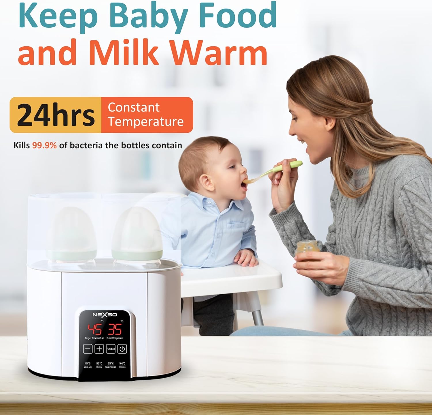 Nexso N20 Baby Bottle Warmer Dual Temp Fast Sterilizer