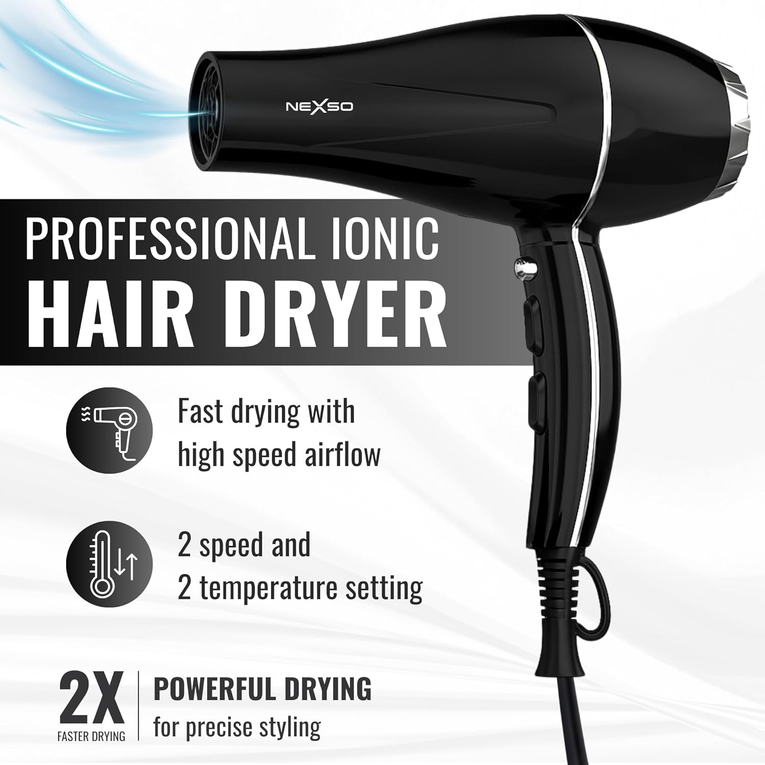 Nexso 2600W Hair Dryer with Diffuser Ionic Fast Drying