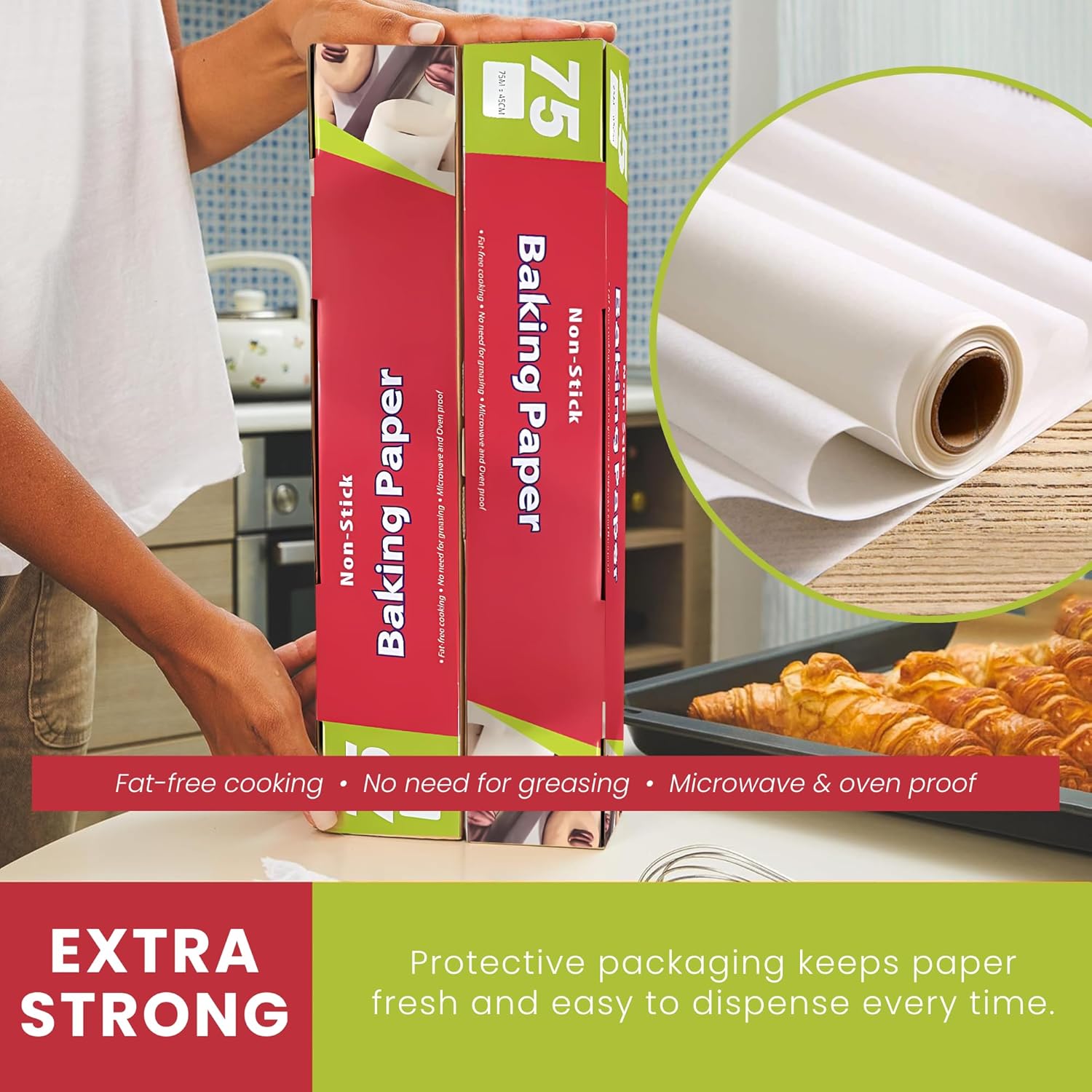 NEXSO Silicone Baking Paper – Non-Stick Heat-Resistant 75m
