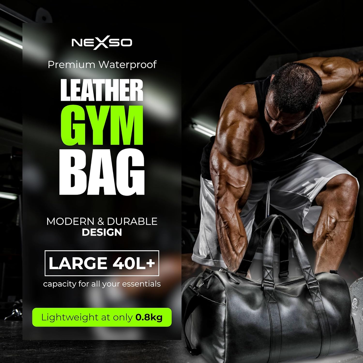 NEXSO Waterproof Gym Bag 40L – Sports Duffel Travel Bag
