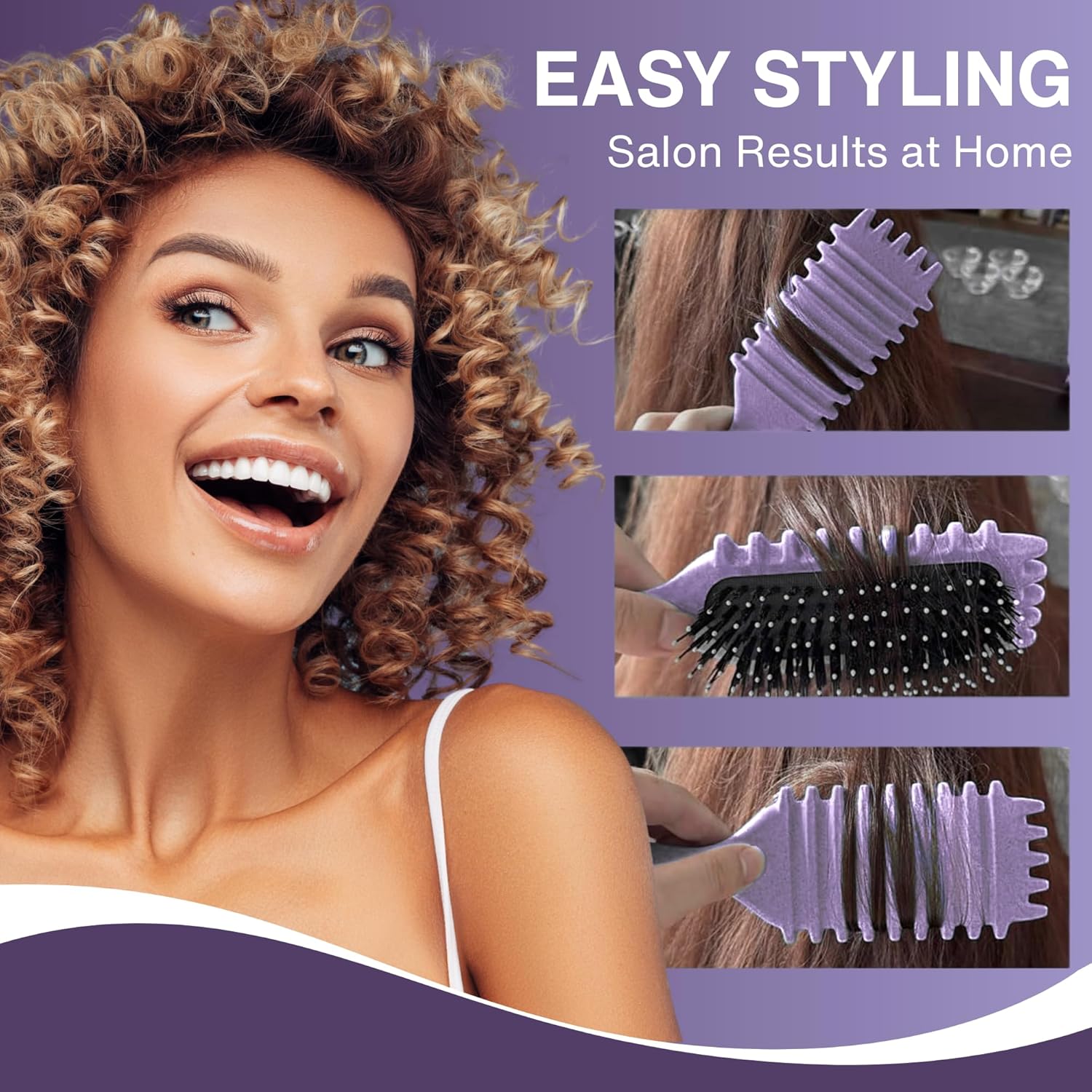 Nexso Curl Defining Hair Brush – Heat-Resistant, Purple