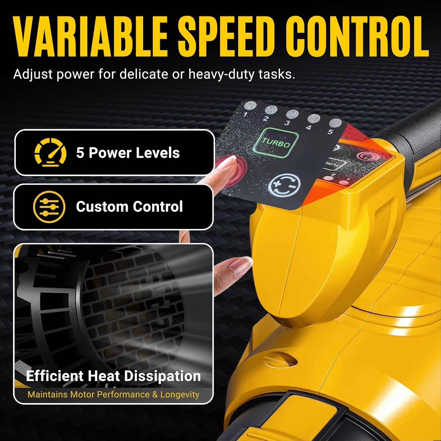 Nexso Cordless Air Blower 320CFM 5-Speed 2 Batteries
