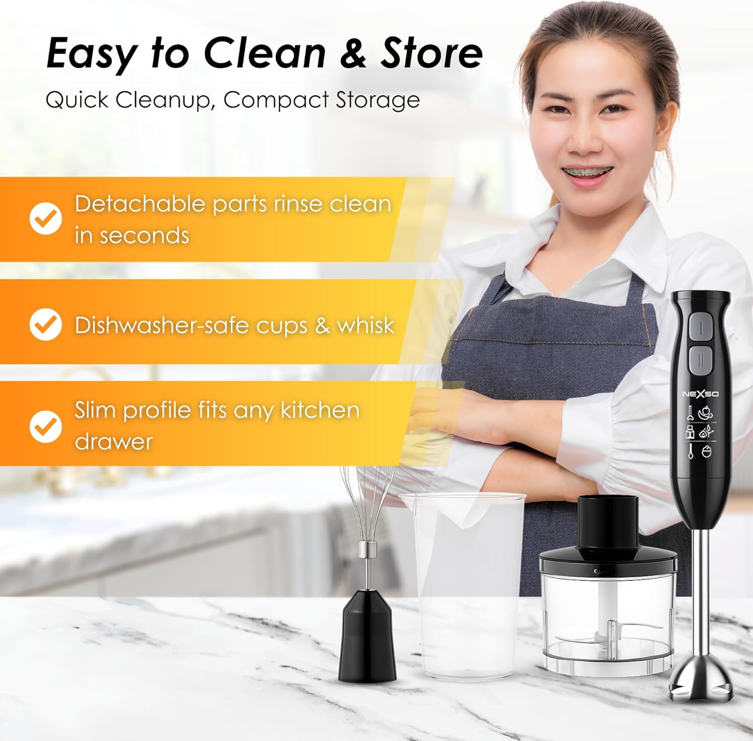 NEXSO 4-in-1 Hand Blender 1000W – Electric Stick Mixer Set