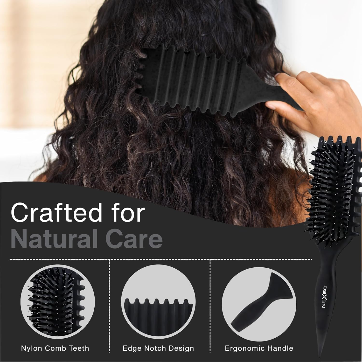Nexso Curl Defining Hair Brush – Heat-Resistant, Black
